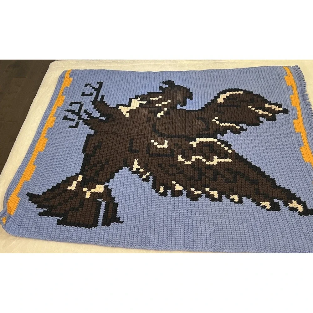 Handmade Crochet Lap Blanket Eagle ONE OF A KIND Cottagecore Granny 31x42 AUBURN